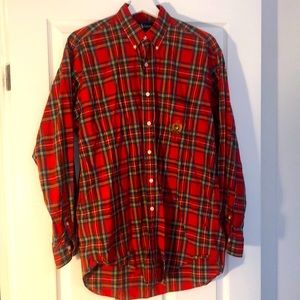 Ralph Lauren red cotton plaid button down, excellent condition